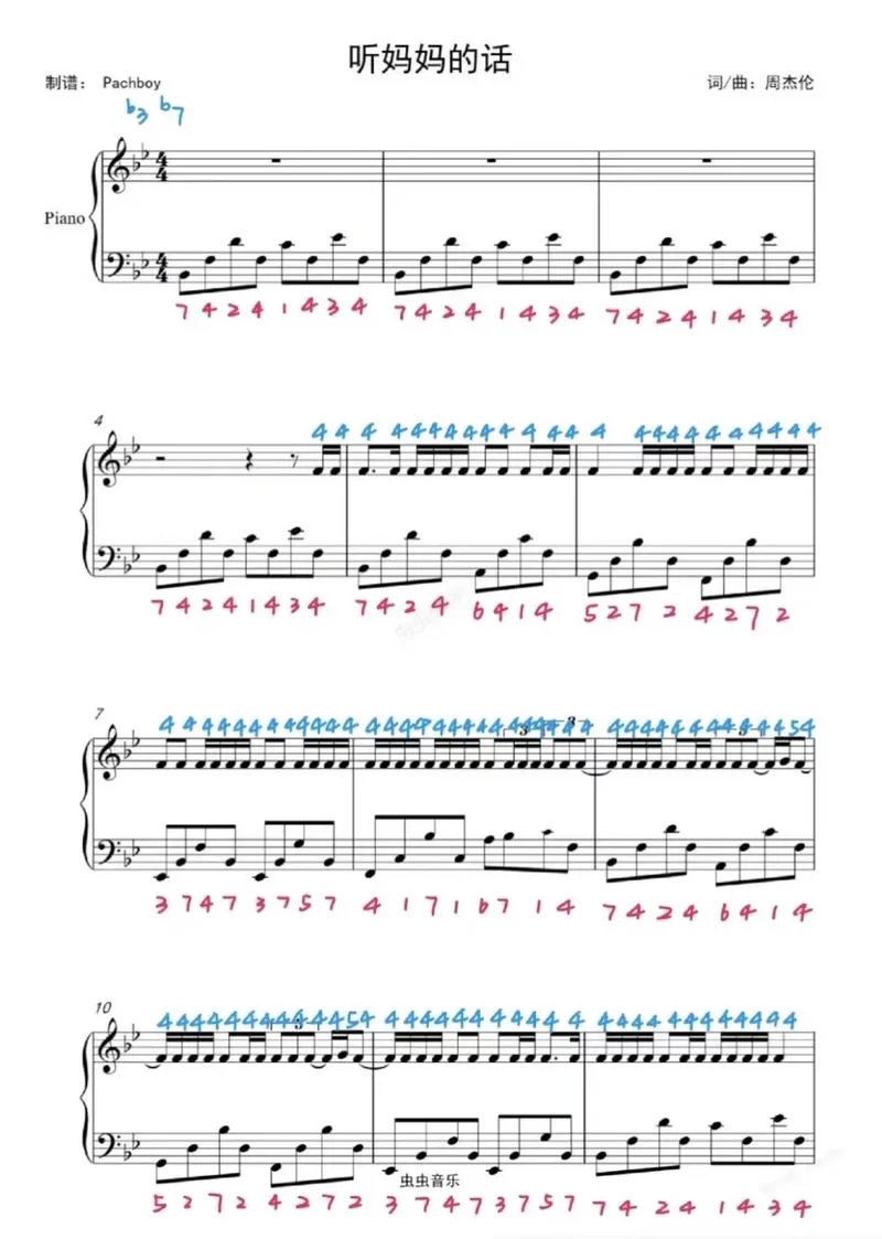 听妈妈的话钢琴谱下载:免费高清版本,附演奏技巧 听妈妈的话钢琴谱下载:免费高清版本,附演奏技巧