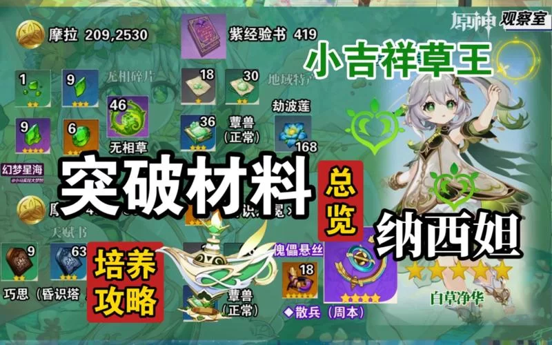 想快速升级纳西妲?突破材料获取方法都在这! 想快速升级纳西妲?突破材料获取方法都在这!