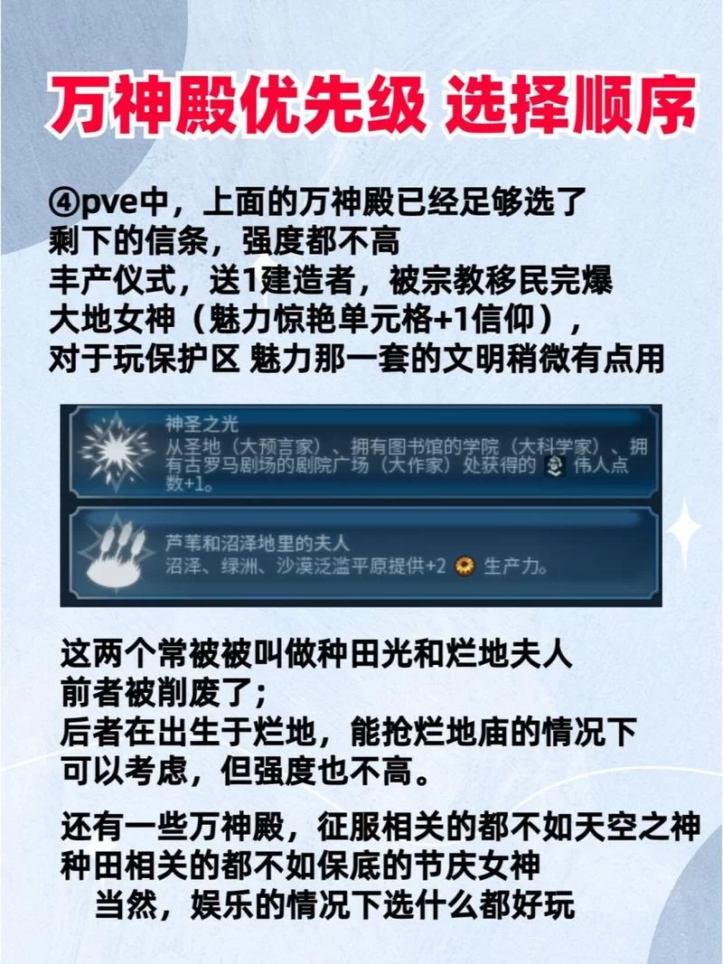 文明6万神殿信仰选哪个？不同情况分析！