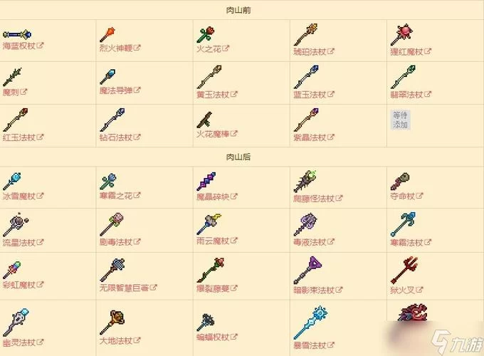 泰拉瑞亚装备大全图鉴：武器防具配饰全收集