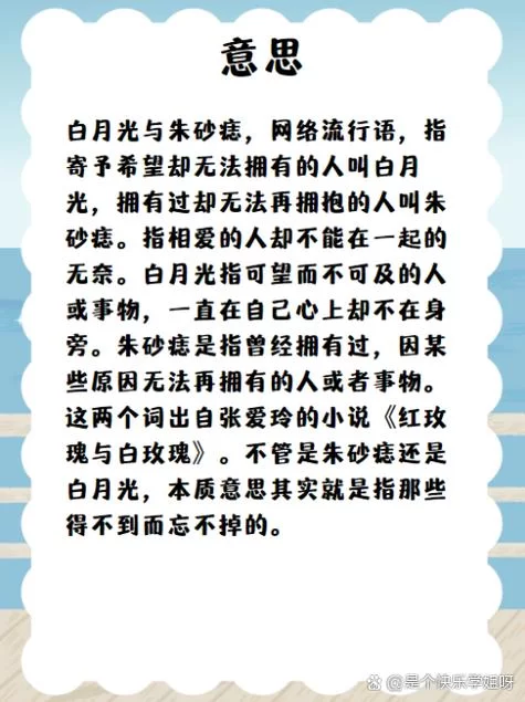 白月光朱砂痣是什么意思？简单易懂的解释和例句