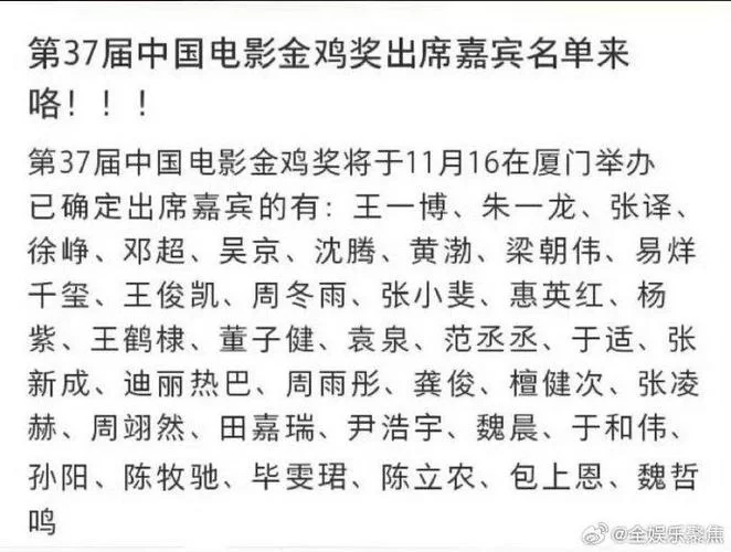 第37届金鸡奖完整获奖名单新鲜出炉！你猜对了吗？