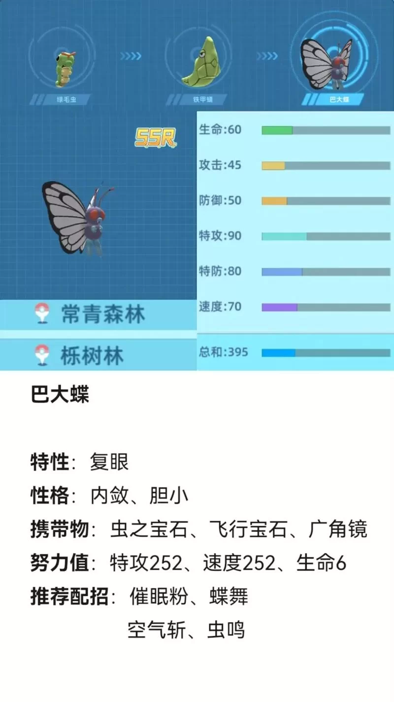 绿毛虫进化顺序图解：铁甲蛹到巴大蝶，完整进化过程