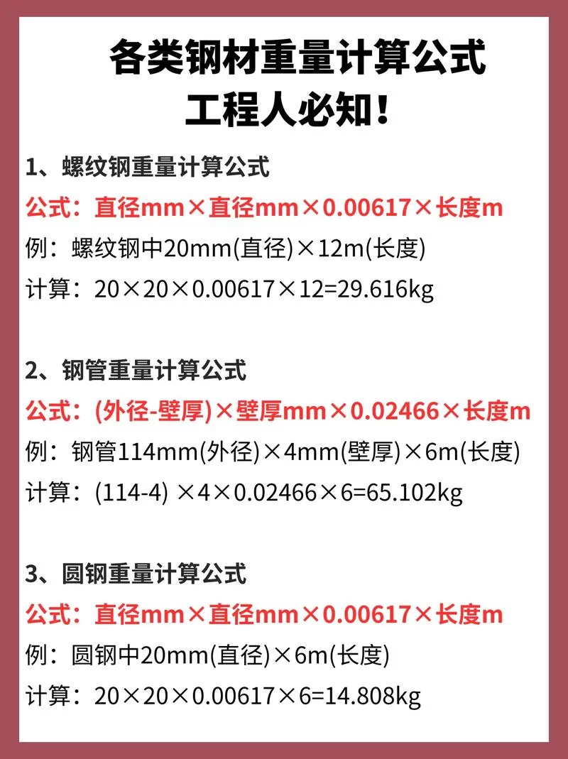 钢材理论重量表及五金手册：帮你轻松计算钢材重量